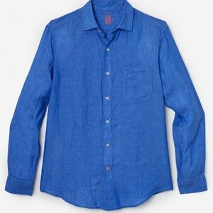 French Blue Solid Gramercy Classic Fit Linen Shirt